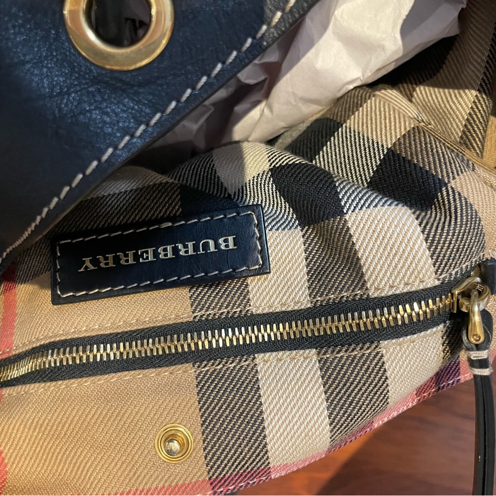 Burberry Black Leather Backpack with Gold Accents Sz. L - Picture 12 of 12
